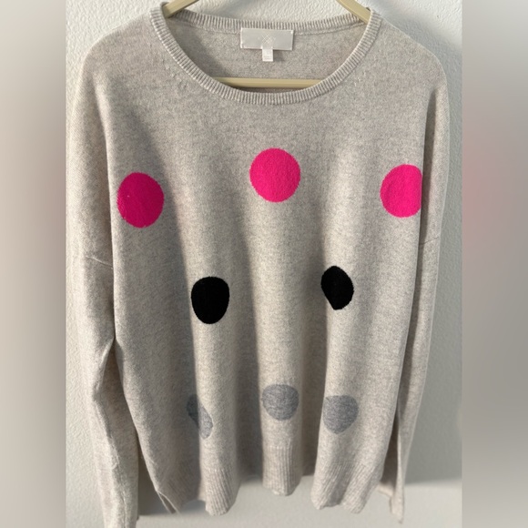 Lissa Todd Sweaters - Lissa Todd Elegant Gray Sweater with Pink and Black Dots